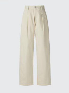 Uniqlo Khaki Tan Denim Pleated Pants Size 27 Wide Leg